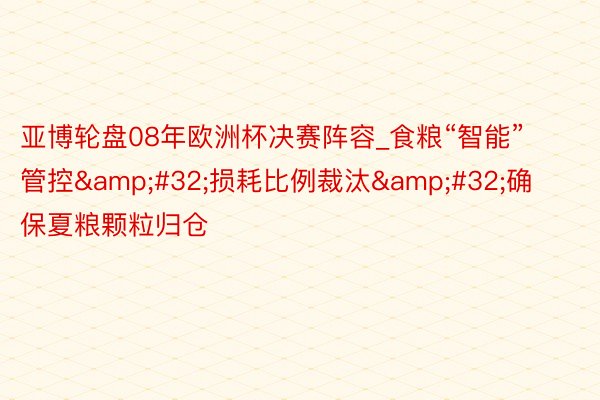 亚博轮盘08年欧洲杯决赛阵容_食粮“智能”管控&#32;损耗比例裁汰&#32;确保夏粮颗粒归仓