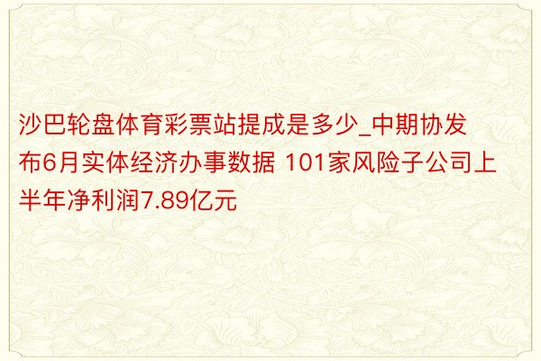 沙巴轮盘体育彩票站提成是多少_中期协发布6月实体经济办事数据 101家风险子公司上半年净利润7.89亿元