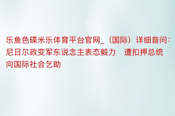 乐鱼色碟米乐体育平台官网_(国际)详细音问:尼日尔政变军东说念主表态毅力 遭扣押总统向国际社会乞助