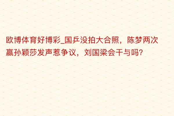 欧博体育好博彩_国乒没拍大合照，陈梦两次赢孙颖莎发声惹争议，刘国梁会干与吗？