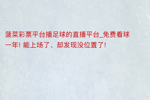 菠菜彩票平台播足球的直播平台_免费看球一年! 能上场了、却发现没位置了!